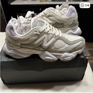 New Balance Women's Sage and Cream Sneakers - Never Worn